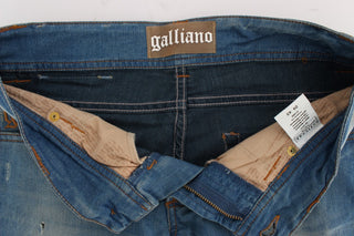 Jeans de mezcla de algodón lavado azul de corte ajustado