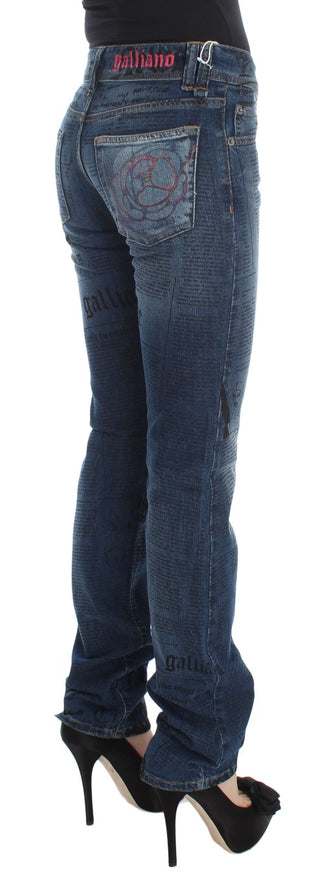 Blaue Bootcut-Jeans aus Baumwollmischgewebe, schmal geschnitten