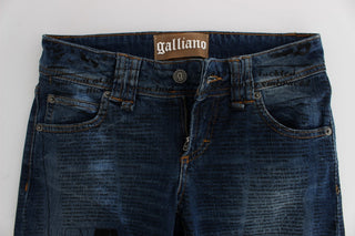 Blaue Bootcut-Jeans aus Baumwollmischgewebe, schmal geschnitten