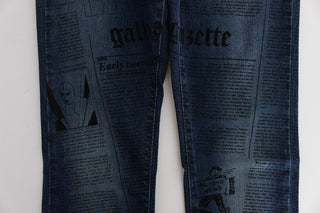 Blaue Bootcut-Jeans aus Baumwollmischgewebe, schmal geschnitten