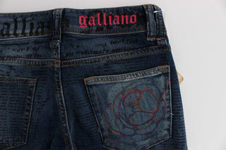 Blaue Bootcut-Jeans aus Baumwollmischgewebe, schmal geschnitten