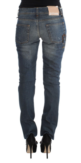 Jeans de mezcla de algodón lavado azul de corte ajustado