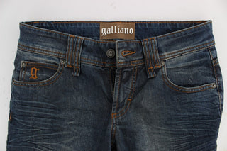 Jeans de mezcla de algodón lavado azul de corte ajustado