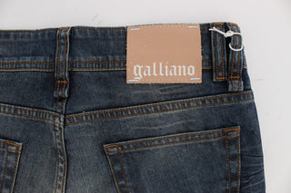 Jeans de mezcla de algodón lavado azul de corte ajustado