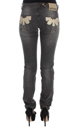 Jeans de mezcla de algodón gris lavado de corte ajustado