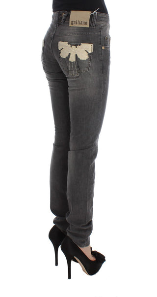 Jeans de mezcla de algodón gris lavado de corte ajustado