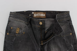 Jeans de mezcla de algodón gris lavado de corte ajustado