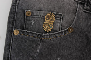 Jeans de mezcla de algodón gris lavado de corte ajustado