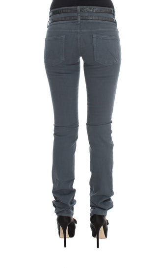 Jeans de mezcla de algodón azul de tiro alto y corte ajustado