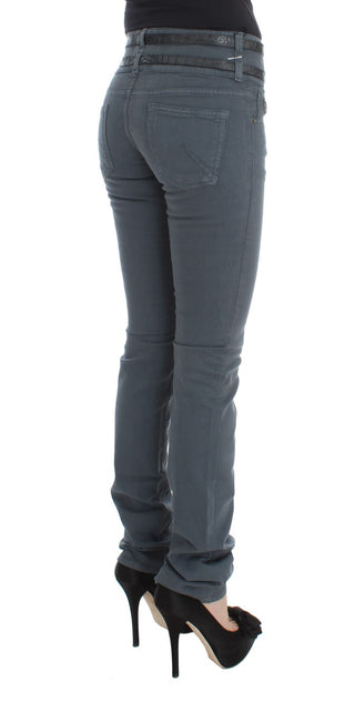 Jeans de mezcla de algodón azul de tiro alto y corte ajustado