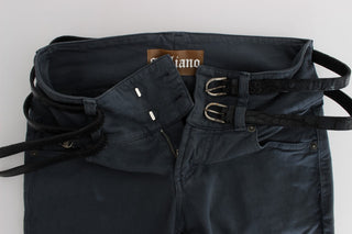 Jeans de mezcla de algodón azul de tiro alto y corte ajustado