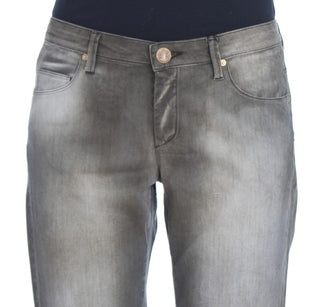 Graue Boyfriend-Jeans aus Baumwollmischung mit lockerer Passform