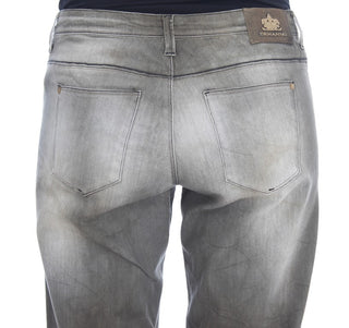 Graue Boyfriend-Jeans aus Baumwollmischung mit lockerer Passform
