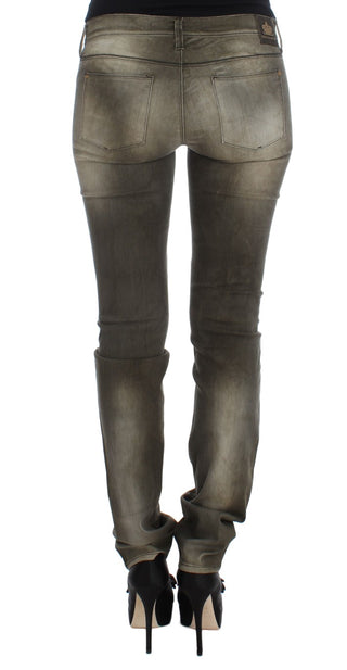 Jeans de mezcla de algodón gris lavado de corte ajustado