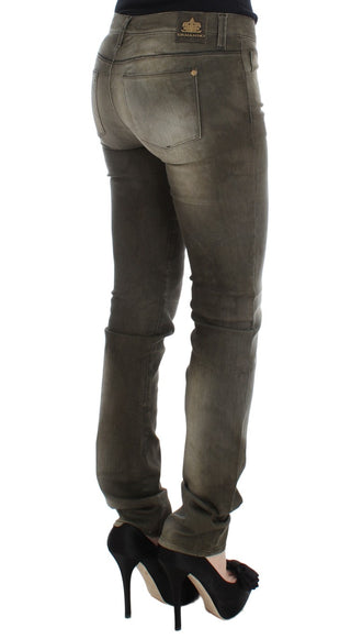 Jeans de mezcla de algodón gris lavado de corte ajustado