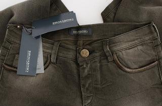 Jeans de mezcla de algodón gris lavado de corte ajustado