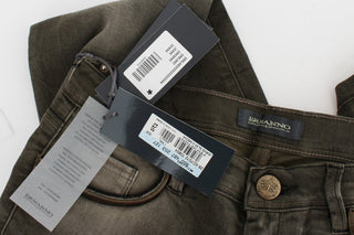 Jeans de mezcla de algodón gris lavado de corte ajustado