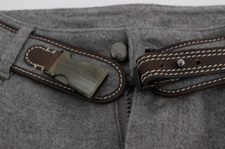 Graue Baumwoll-Bootcut-Hose, schmale Passform, Freizeithose