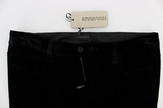 Pantalones de terciopelo de mezcla de viscosa negra de corte ajustado