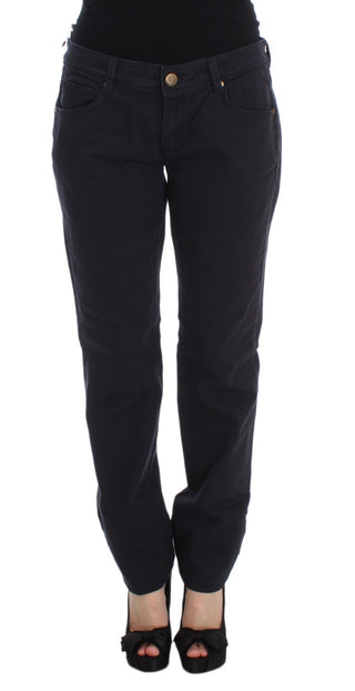 Pantalones de mezcla de algodón azul de corte casual