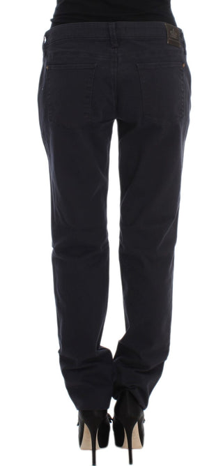 Pantalones de mezcla de algodón azul de corte casual