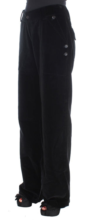 Pantalones de algodón de terciopelo negro de piernas rectas
