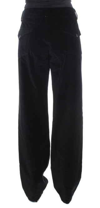 Pantalones de algodón de terciopelo negro de piernas rectas
