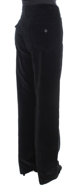 Pantalones de algodón de terciopelo negro de piernas rectas