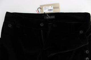 Pantalones de algodón de terciopelo negro de piernas rectas