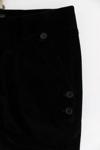 Pantalones de algodón de terciopelo negro de piernas rectas