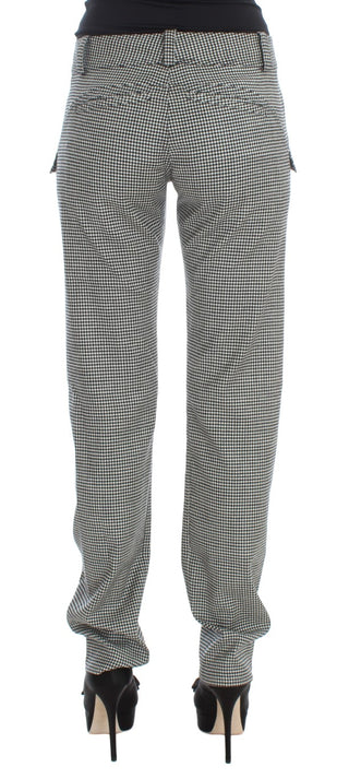 Pantalones casuales de algodón a cuadros en blanco y negro