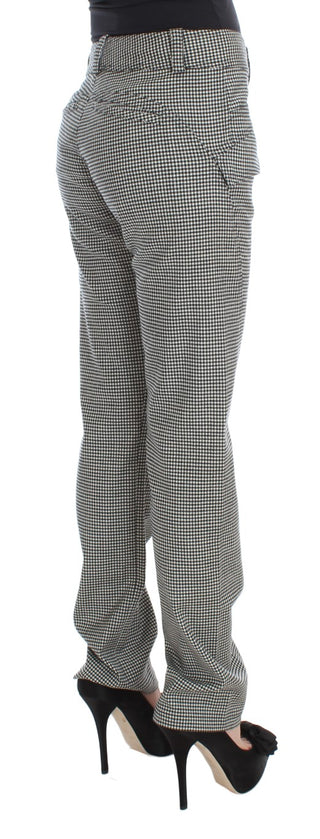 Pantalones casuales de algodón a cuadros en blanco y negro