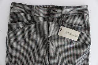 Pantalones casuales de algodón a cuadros en blanco y negro