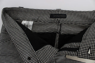 Pantalones casuales de algodón a cuadros en blanco y negro
