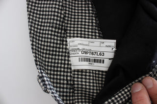Pantalones casuales de algodón a cuadros en blanco y negro