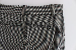 Pantalones casuales de algodón a cuadros en blanco y negro