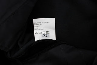 Hose aus schwarzem Samtbaumwoll-Stoff mit geradem Bein