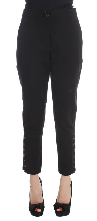 Pantalones Capri recortados de mezcla de algodón negra