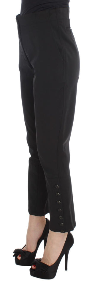 Pantalones Capri recortados de mezcla de algodón negra