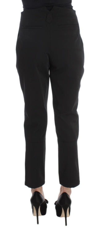 Pantalones Capri recortados de mezcla de algodón negra