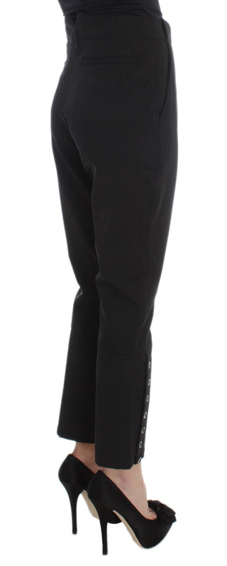 Pantalones Capri recortados de mezcla de algodón negra