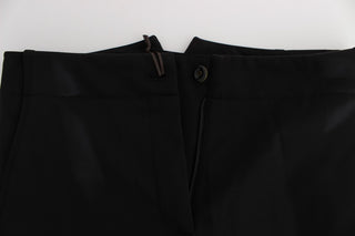 Pantalones Capri recortados de mezcla de algodón negra