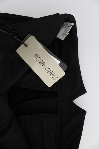 Pantalones Capri recortados de mezcla de algodón negra