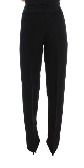 Pantalones de pierna ancha de mezcla de algodón a rayas negras