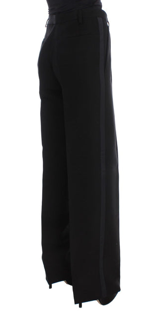 Pantalones de pierna ancha de mezcla de algodón a rayas negras