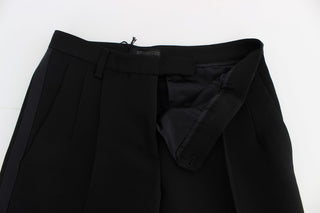 Pantalones de pierna ancha de mezcla de algodón a rayas negras