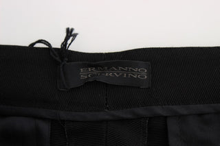 Pantalones de pierna ancha de mezcla de algodón a rayas negras