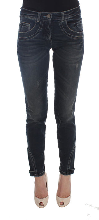 Jeans de mezcla de algodón azul de corte ajustado