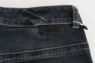 Jeans de mezcla de algodón azul de corte ajustado