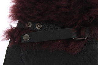 Schwarze Bordeaux-Lammfellhandschuhe aus Leder